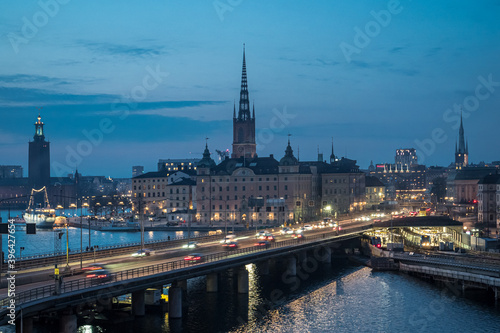 Image of Stockholm old town at sunset time