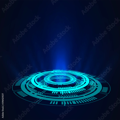 Abstract blue technology digital background with blue curcuit, hi-tech data flow, innovation connection system.