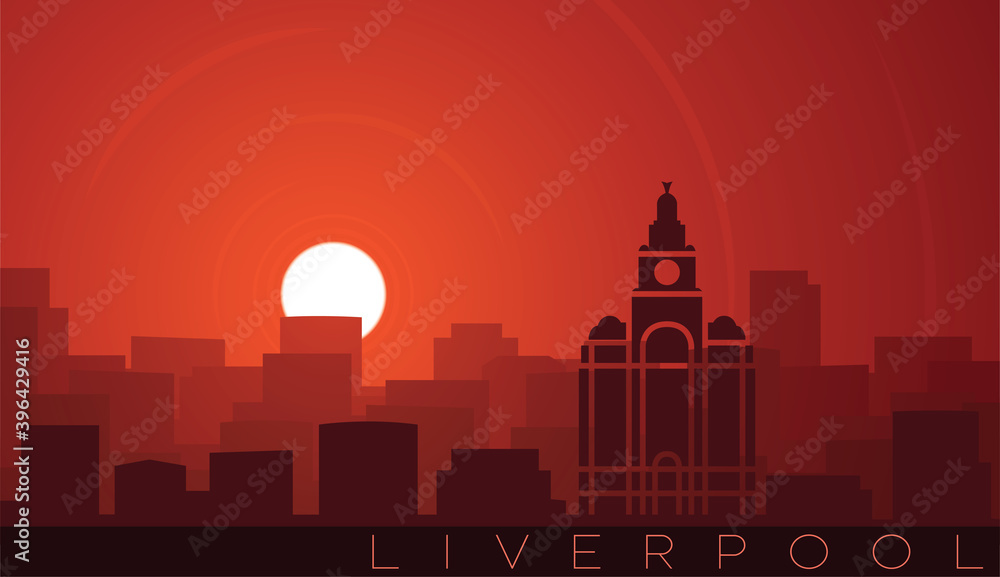 Liverpool Low Sun Skyline Scene