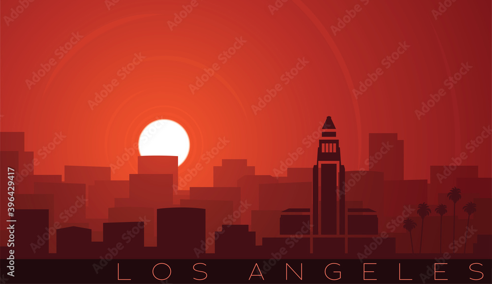 Los Angeles Low Sun Skyline Scene