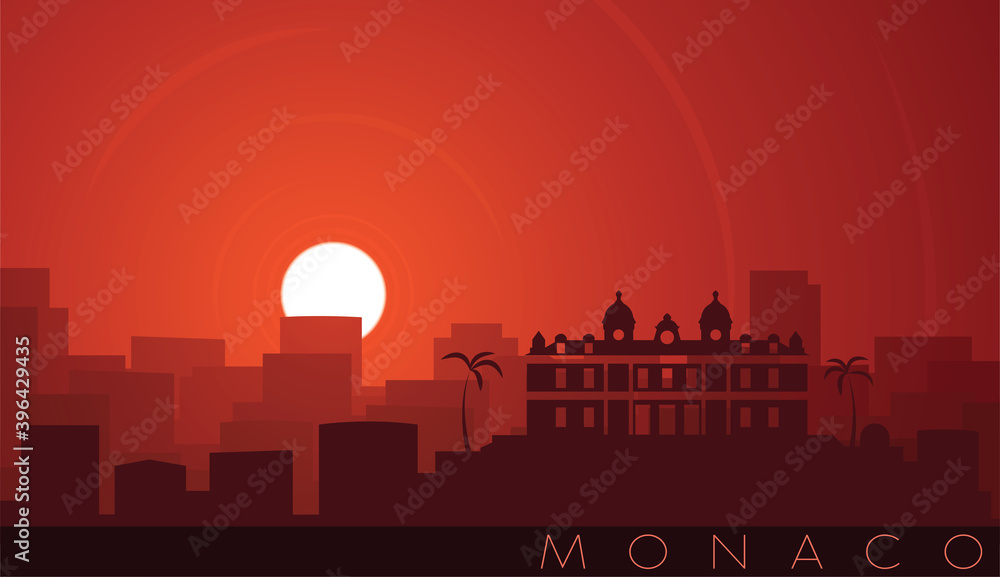 Monaco Low Sun Skyline Scene Monaco Low Sun Skyline Scene