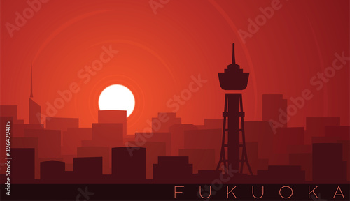 Fukuoka Low Sun Skyline Scene