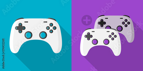 Gaming Controller single and multi player icon symbol flat design
