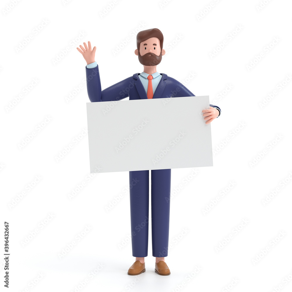 Cartoon characters holding an empty white placard for insert a concept.3d rendering,conceptual image. Cartoon characters holding an empty white placard for insert a concept.3d rendering,conceptual image.
