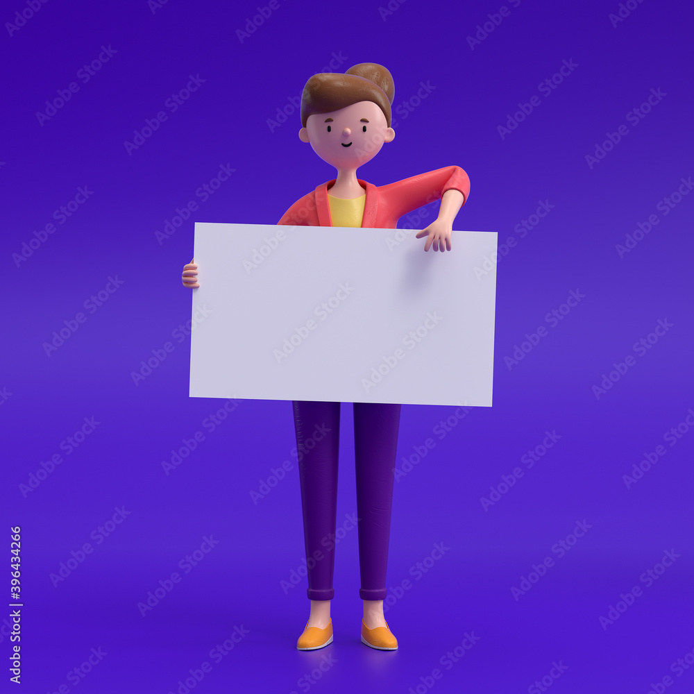 Cartoon characters holding an empty white placard for insert a concept.3d rendering,conceptual image. Cartoon characters holding an empty white placard for insert a concept.3d rendering,conceptual image.