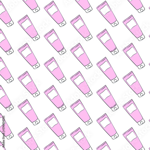 Vector pattern of tube used for toothpaste or cosmetics product in light pink color and white accent 