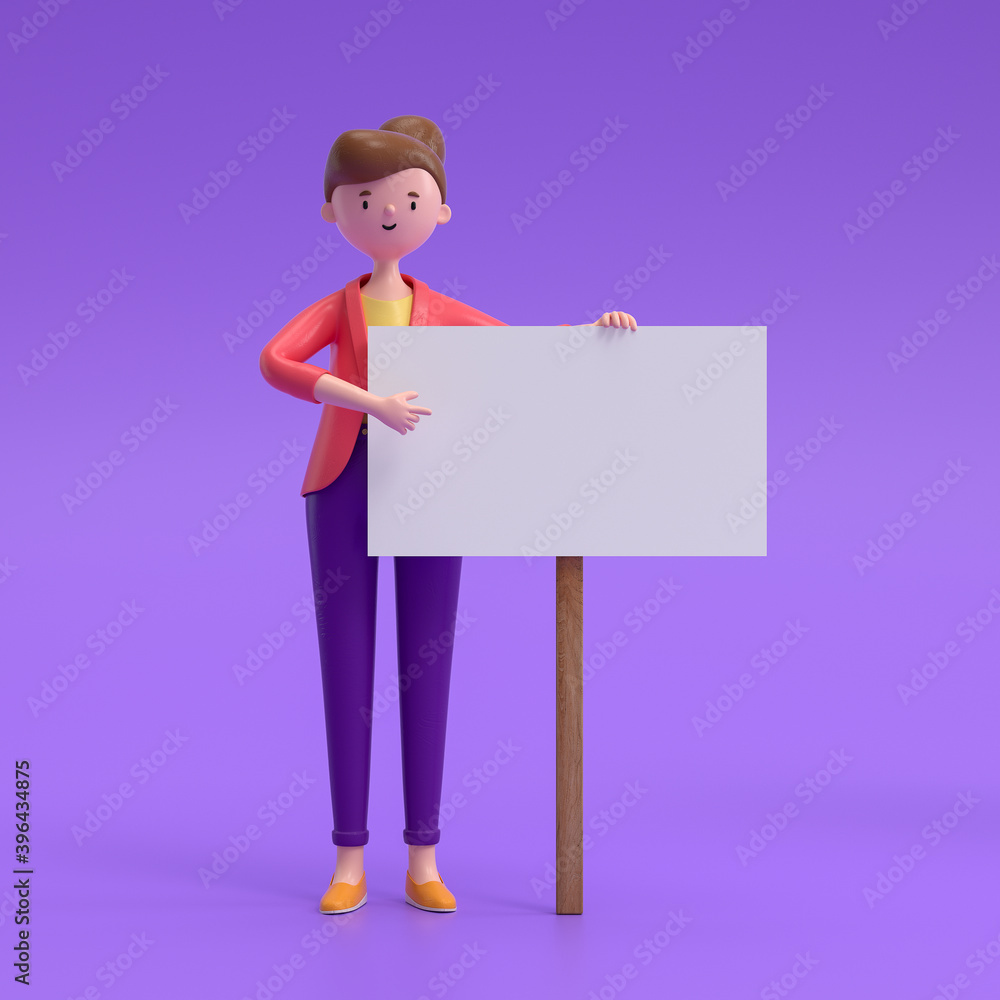 Cartoon characters holding an empty white placard for insert a concept.3d rendering,conceptual image. Cartoon characters holding an empty white placard for insert a concept.3d rendering,conceptual image.