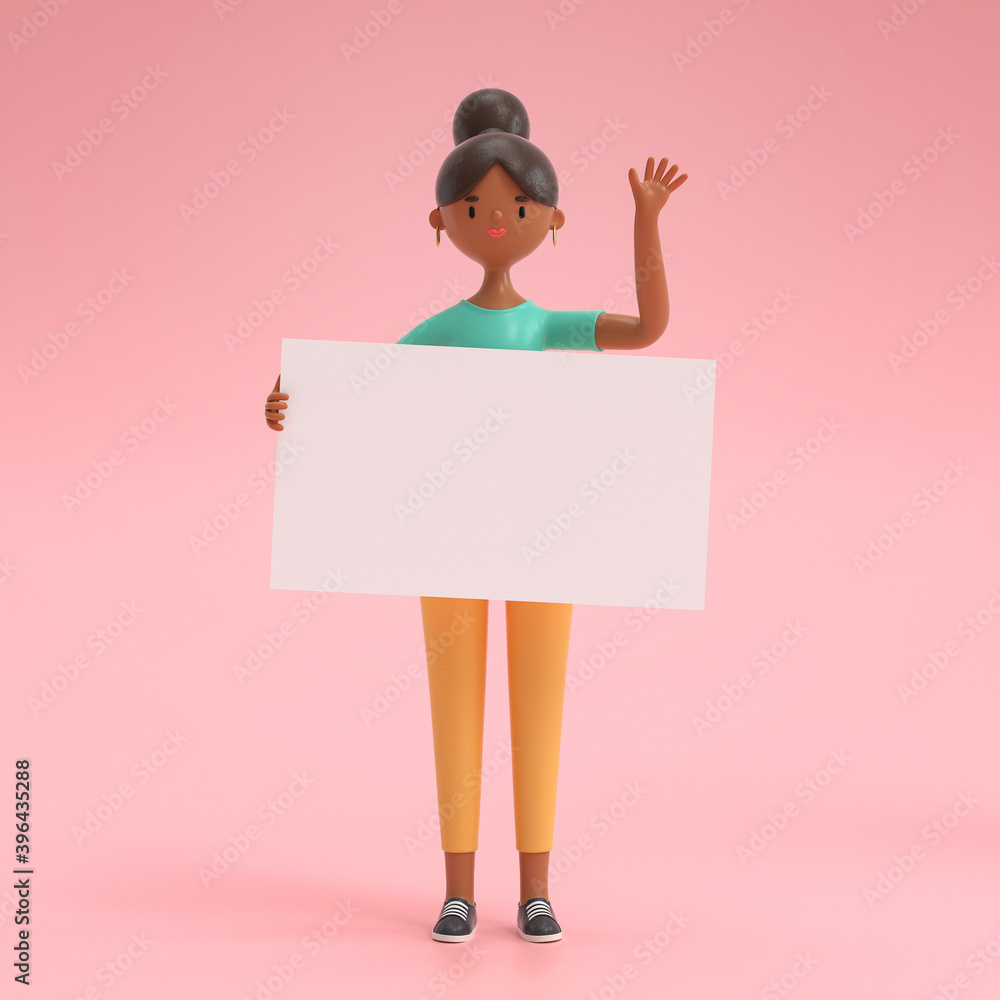 Cartoon characters holding an empty white placard for insert a concept.3d rendering,conceptual image. Cartoon characters holding an empty white placard for insert a concept.3d rendering,conceptual image.
