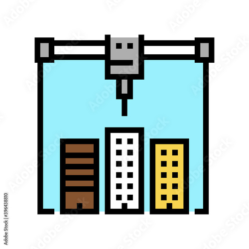 building layout 3d printer color icon vector. building layout 3d printer sign. isolated symbol illustration