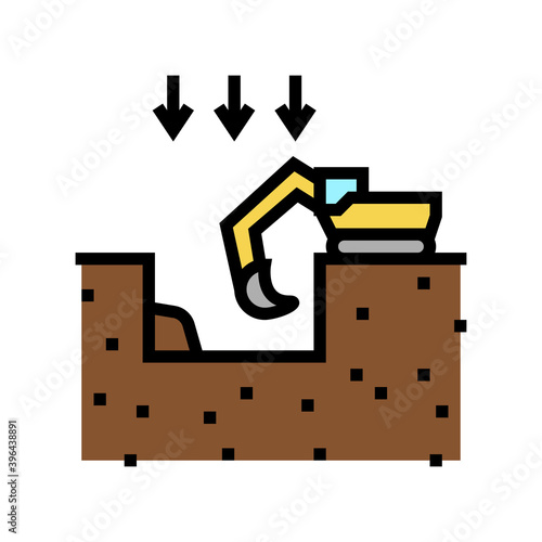 excavation pit for building color icon vector. excavation pit for building sign. isolated symbol illustration