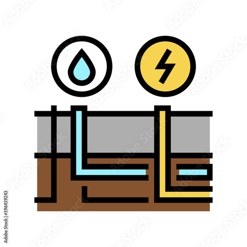 building drainage and electricity color icon vector. building drainage and electricity sign. isolated symbol illustration