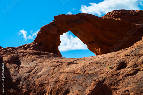 Arch Rock Stands Atop Petrified Sand Dunes, Valley of Fire State Park, Nevada, USA