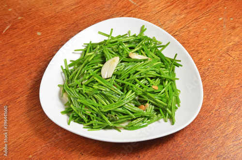 Stir-fry menyanthaceae  is a famous cuisine in Taiwan photo