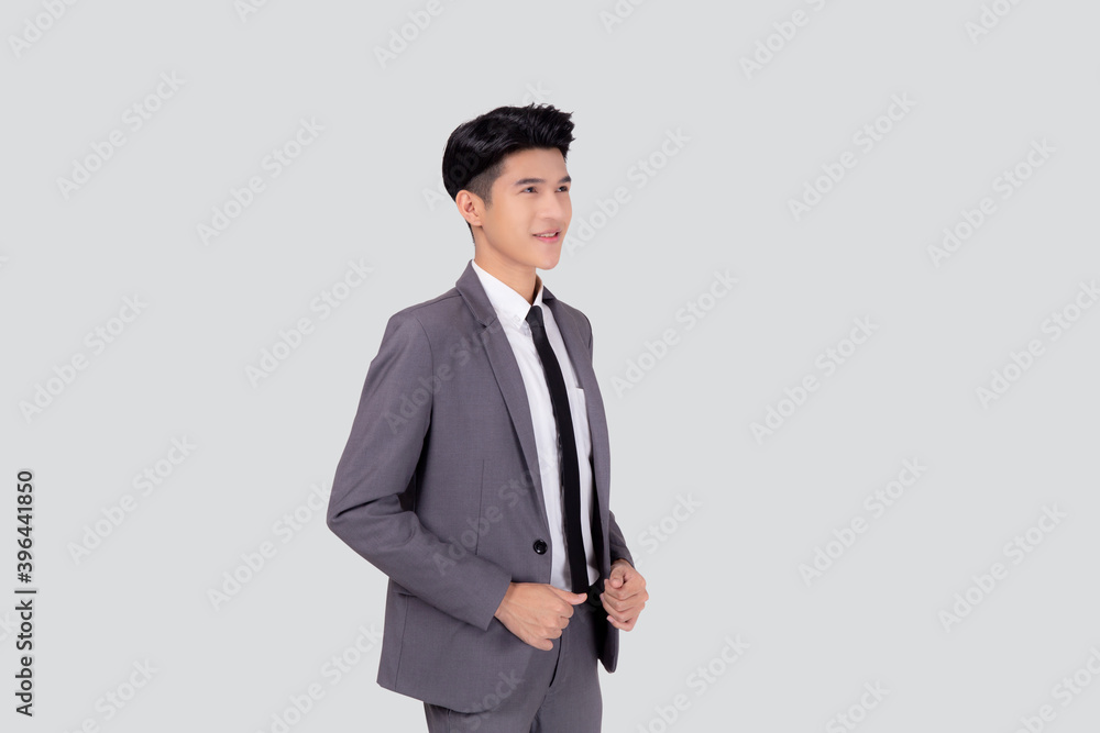 Portrait young asian businessman in suit smiling with confident and friendly isolated on white background, business man smart with success, manager or executive with handsome and leadership. Portrait young asian businessman in suit smiling with confident and friendly isolated on white background, business man smart with success, manager or executive with handsome and leadership.