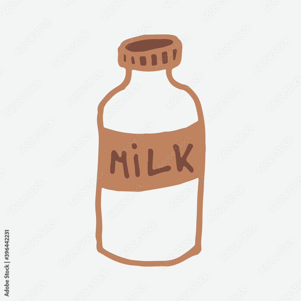Doodle milk bottle illustration. Simple outline drawing. Morning drink for breakfast. Hand drawn design element Doodle milk bottle illustration. Simple outline drawing. Morning drink for breakfast. Hand drawn design element