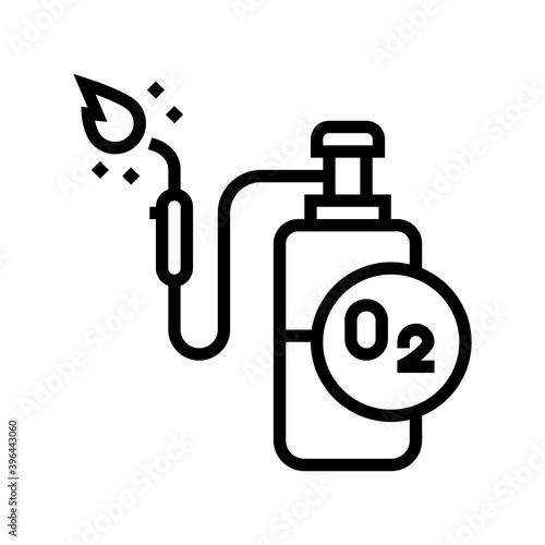 oxygen cylinder for welding line icon vector. oxygen cylinder for welding sign. isolated contour symbol black illustration