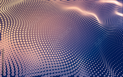 Abstract background. Molecules technology with polygonal shapes, connecting dots and lines. Connection structure. Big data visualization. photo