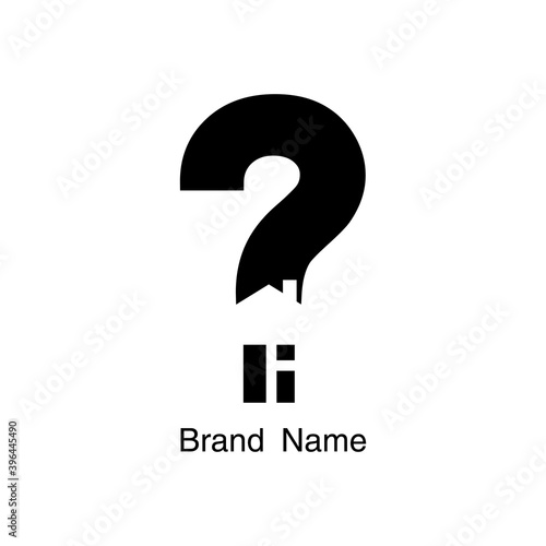 Question mark with negative space home logo icon