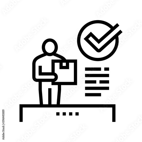 client received parcel line icon vector. client received parcel sign. isolated contour symbol black illustration