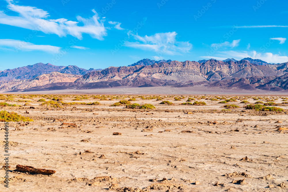 USA, CA, 30 of November 2020, Death Valley, Scenic view.  Lifeless desert with it`s own Flora. 