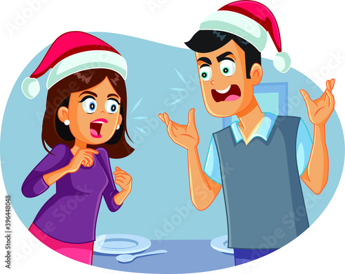 Married Couple Arguing at Christmas Table