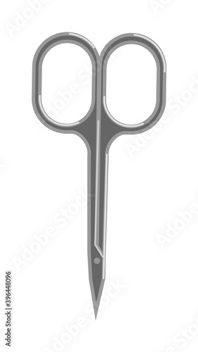 Chrome metal nail scissors isolated on white background