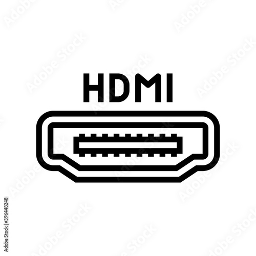 hdmi port line icon vector. hdmi port sign. isolated contour symbol black illustration photo