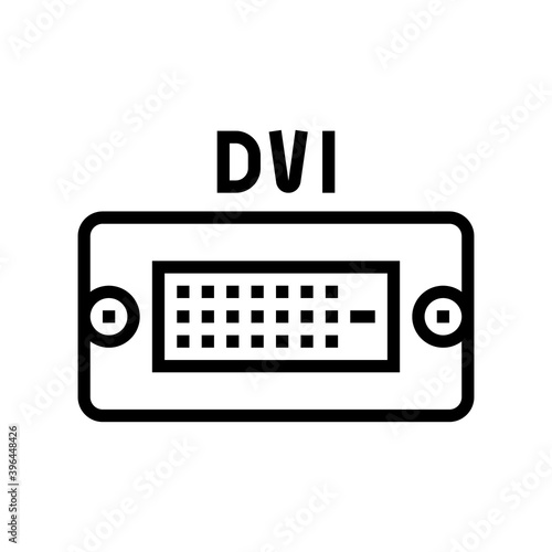 dvi computer port line icon vector. dvi computer port sign. isolated contour symbol black illustration