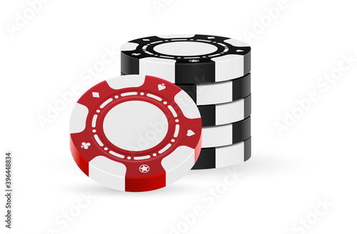 Gambling token chip heap isolated on white background