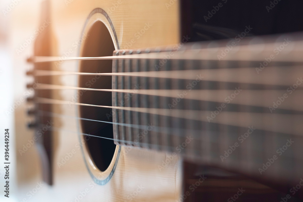 Fototapeta premium acoustic guitar close-up background