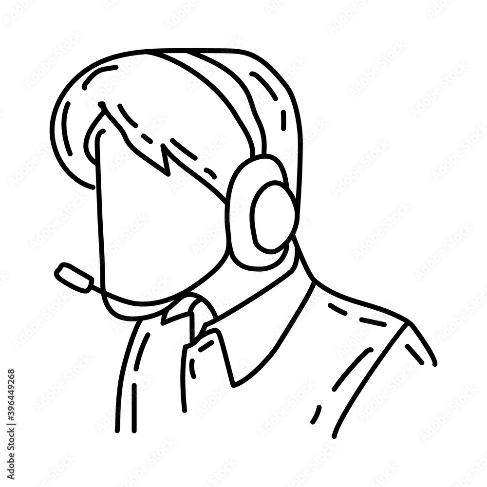 Call Center Icon. Doodle Hand Drawn or Outline Icon Style