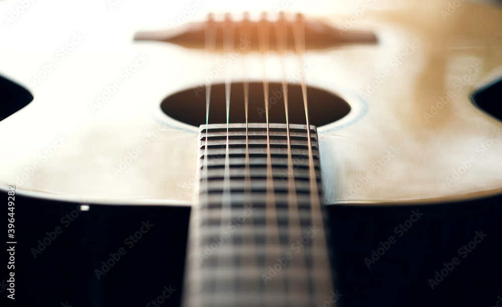 Fototapeta premium acoustic guitar close-up background