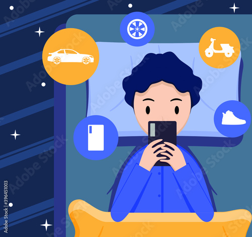 Fear of missing out Cant sleep in flat design