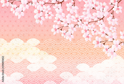 桜　和柄　年賀状　背景
