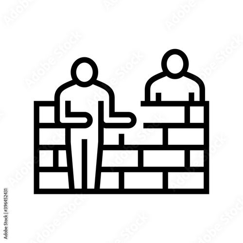builders building wall line icon vector. builders building wall sign. isolated contour symbol black illustration