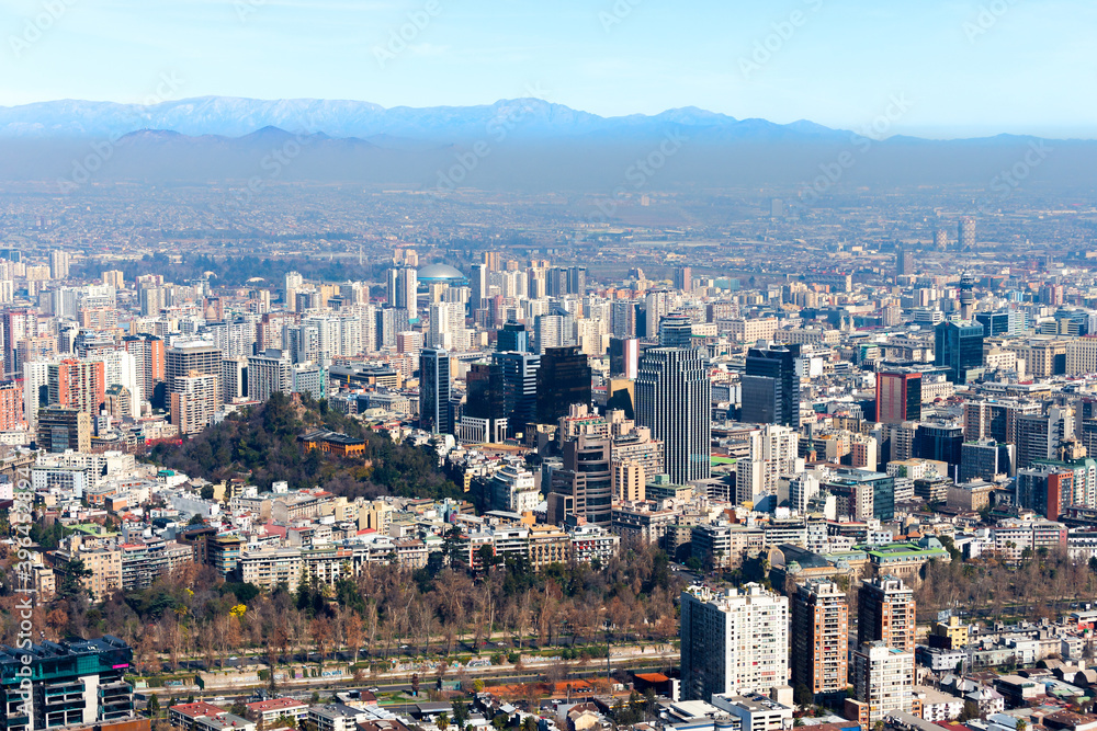 Overview of Santiago, Chile in Latin America in a sunny day. The city is located very close to the Andes Mountains. Overview of Santiago, Chile in Latin America in a sunny day. The city is located very close to the Andes Mountains.