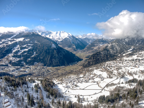 Snowy and Green Mountain Range: Swiss Alps, Verbier, Switzerland