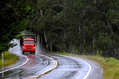 Caminhão na Estrada RS235 em dia de chuva. São Francisco De Paula. Rio Grande do Sul. photo