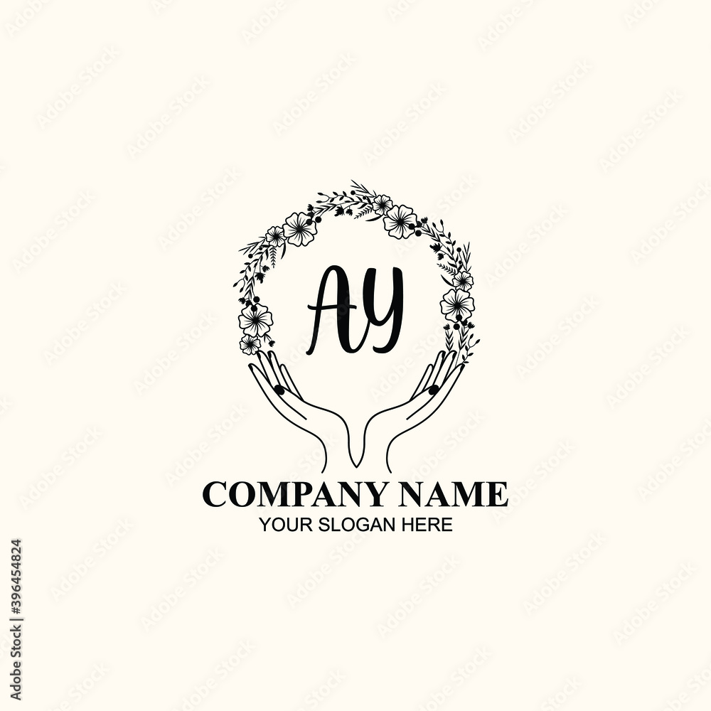 Initial AY Handwriting, Wedding Monogram Logo Design, Modern Minimalistic and Floral templates for Invitation cards	