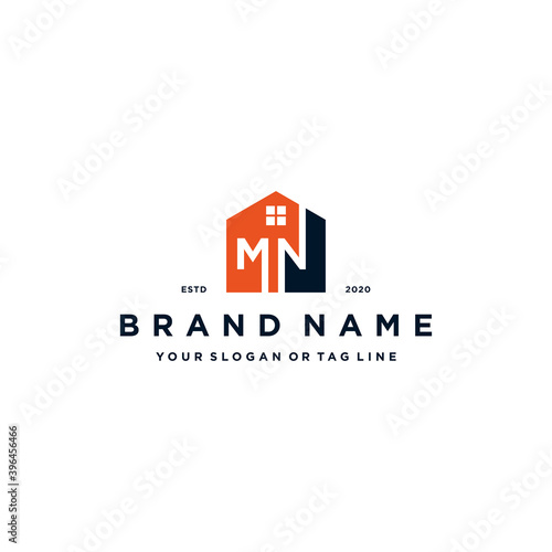 letter MN home logo design vector