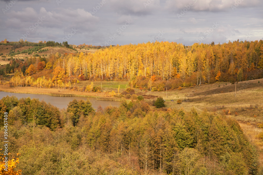 Autumn landscape near Izborsk city. Russia
