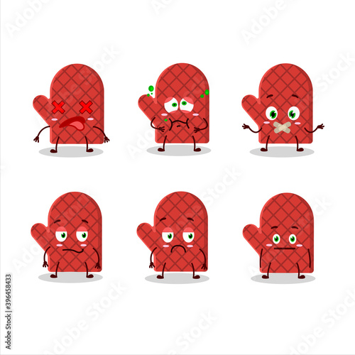 Oven mitt cartoon character with nope expression