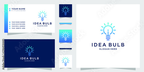 Smart idea icon bulb logo design with letter i and business card template