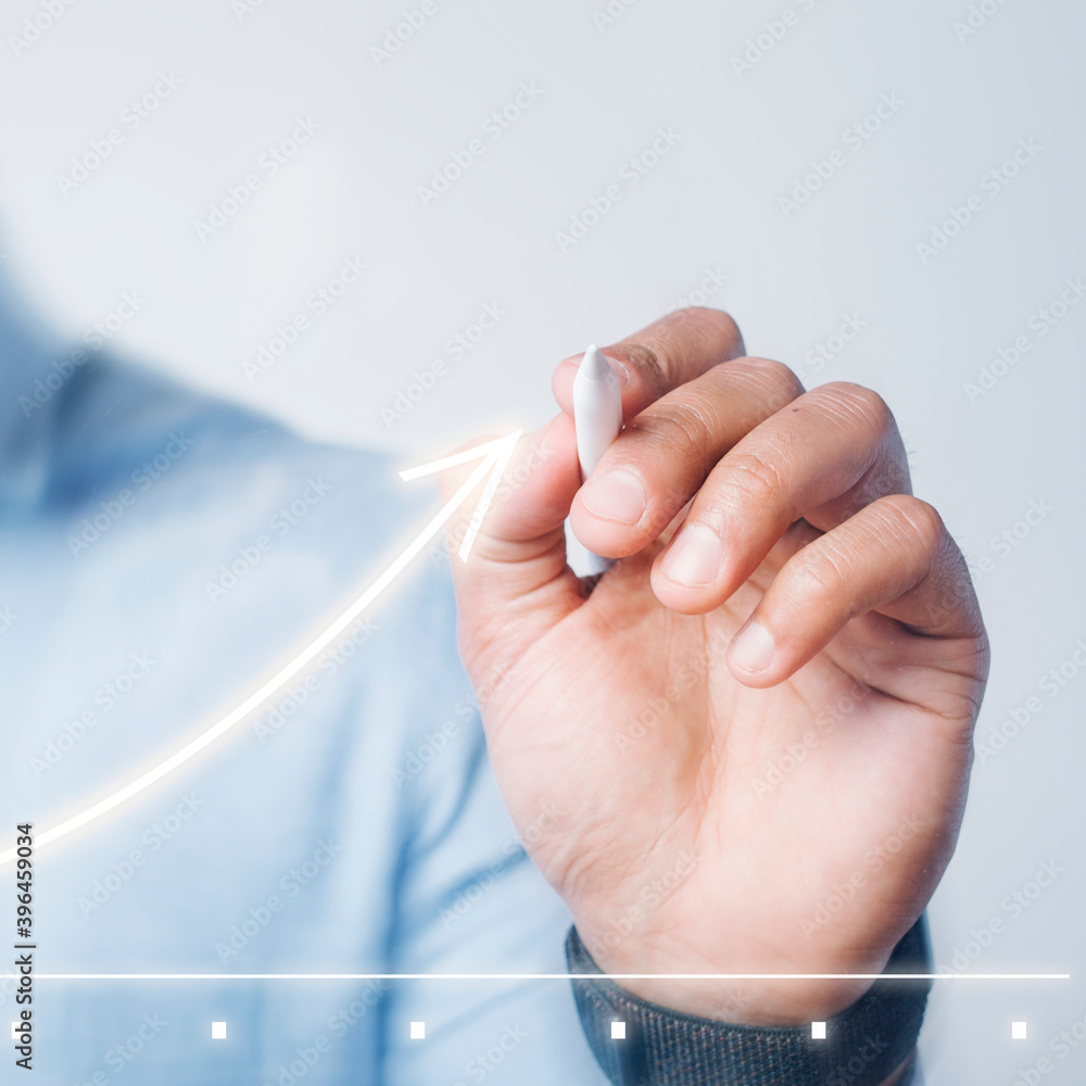 Man giving a graph presentation using a high technology digital pen Man giving a graph presentation using a high technology digital pen