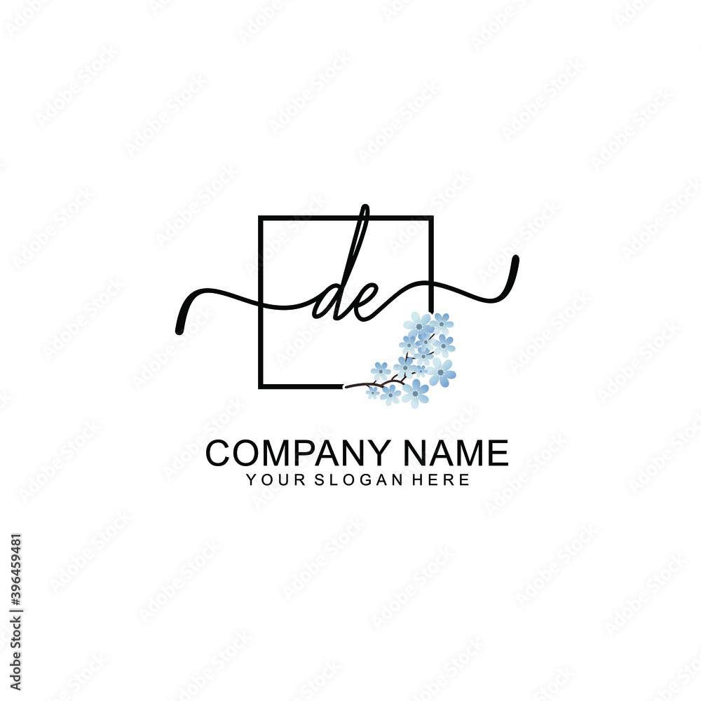 Initial DE Handwriting, Wedding Monogram Logo Design, Modern Minimalistic and Floral templates for Invitation cards Initial DE Handwriting, Wedding Monogram Logo Design, Modern Minimalistic and Floral templates for Invitation cards