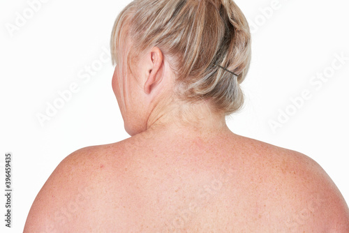 Curvy woman facing back bare skin