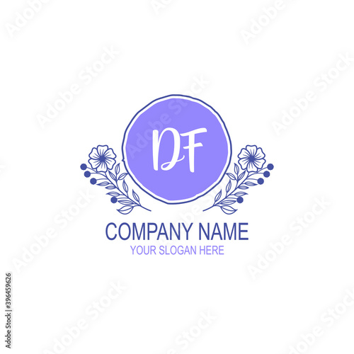 Initial DF Handwriting  Wedding Monogram Logo Design  Modern Minimalistic and Floral templates for Invitation cards