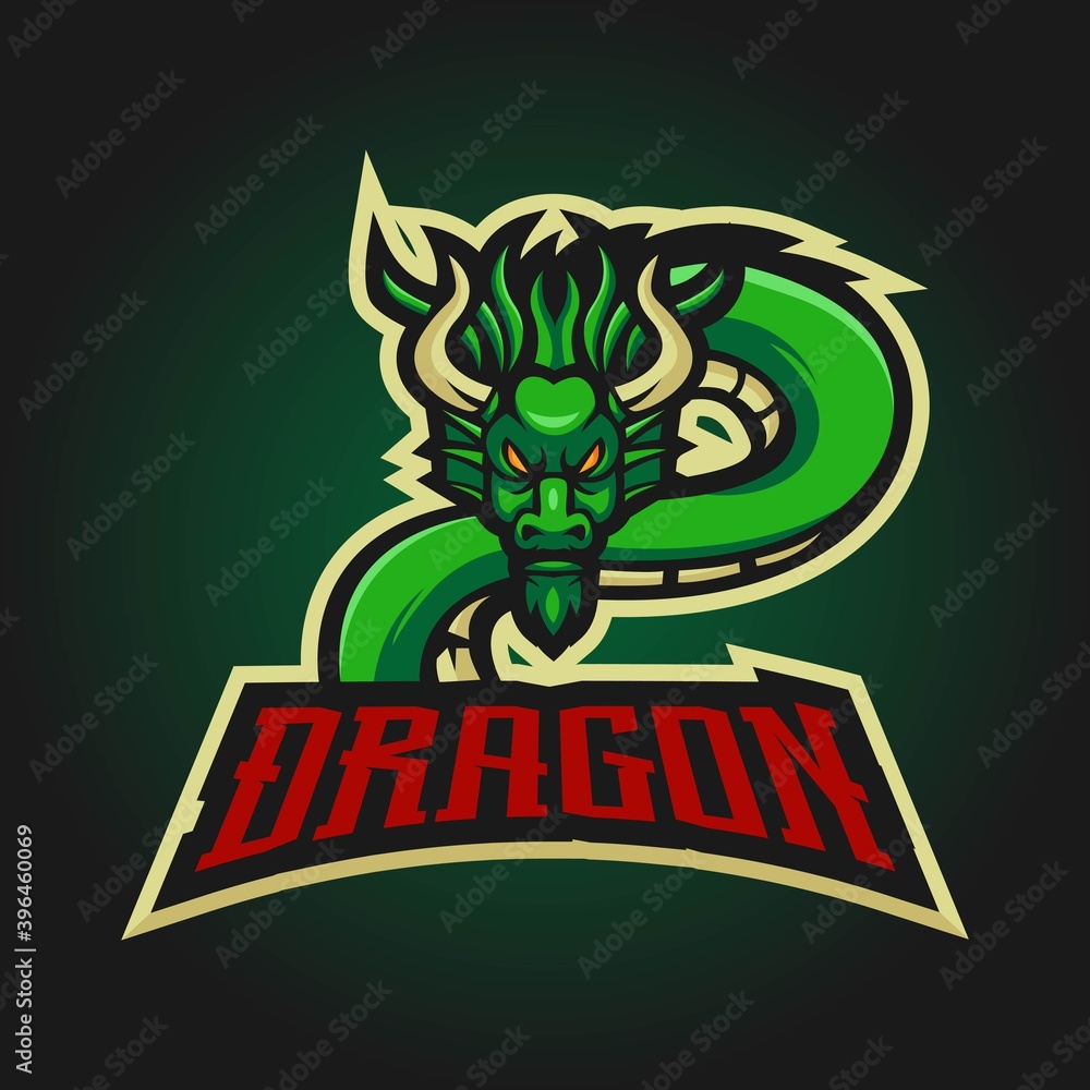 Dragon esport mascot logo design vector with modern illustration concept style for badge, emblem and t-shirt printing