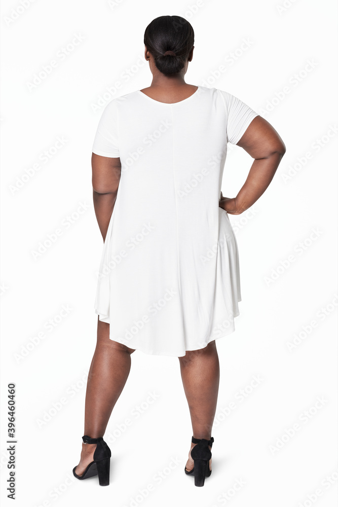 Fototapeta premium Plus size women&rsquo;s white dress mockup