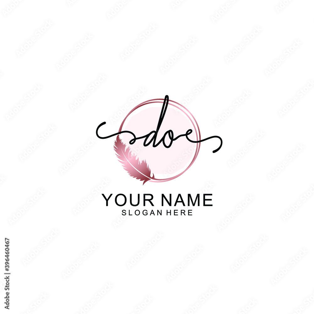 Initial DO Handwriting, Wedding Monogram Logo Design, Modern Minimalistic and Floral templates for Invitation cards